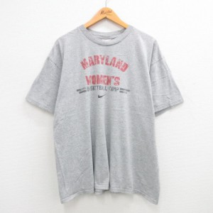 古着 ナイキ NIKE 半袖 ビンテージ Tシャツ メンズ 90年代 90s バスケットボール ビッグロゴ 大きいサイズ クルーネック グレ 中古 古着