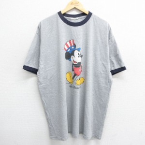 古着 半袖 ビンテージ Tシャツ メンズ 00年代 00s ディズニー DISNEY ミッキー MICKEY MOUSE ロング丈 大きいサイズ クルーネ 中古 古着