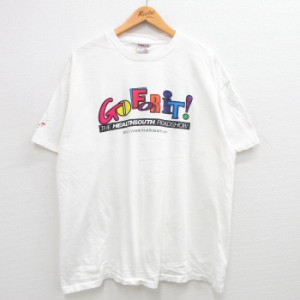 古着 オニータ ONEITA 半袖 ビンテージ Tシャツ メンズ 90年代 90s GO FOR IT! 大きいサイズ コットン クルーネック 白 ホワイ 中古 古着