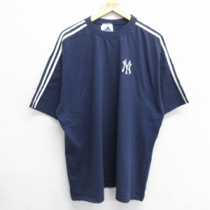 古着 アディダス adidas 半袖 ビンテージ Tシャツ メンズ 90年代 90s ワンポイントロゴ MLB ニューヨークヤンキース コットン  中古 古着