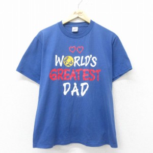 古着 ジャージーズ 半袖 ビンテージ Tシャツ メンズ 90年代 90s DAD クルーネック USA製 紺 ネイビー Lサイズ 中古 中古 古着