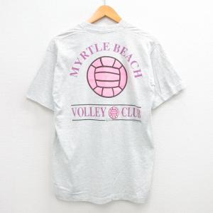 古着 スクリーンスターズ 半袖 ビンテージ Tシャツ メンズ 90年代 90s マートルビーチ バレーボール クルーネック USA製 薄グ 中古 古着