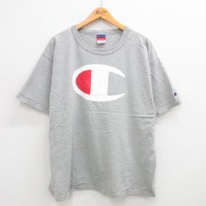 古着 チャンピオン Champion 半袖 ビンテージ Tシャツ メンズ 00年代 00s ビッグロゴ 大きいサイズ クルーネック グレー 霜降 中古 古着