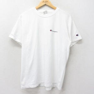 古着 チャンピオン Champion 半袖 ビンテージ Tシャツ メンズ 90年代 90s ワンポイントロゴ コットン クルーネック 白 ホワイ 中古 古着