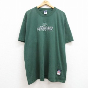 古着 リーボック REEBOK 半袖 ビンテージ Tシャツ メンズ 00年代 00s NFL ニューヨークジェッツ 刺繍 大きいサイズ コットン  中古 古着