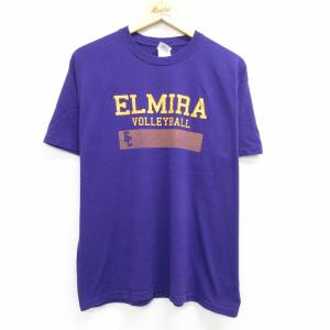 古着 半袖 ビンテージ Tシャツ メンズ 00年代 00s エルマイラ バレーボール クルーネック 紫 パープル Lサイズ 中古 中古 古着