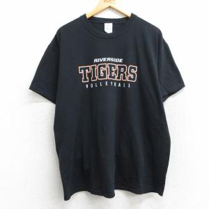 古着 半袖 ビンテージ Tシャツ メンズ 00年代 00s RIVERSIDE TIGERS バレーボール クルーネック 黒 ブラック XLサイズ 中古 中古 古着