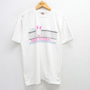 古着 オニータ ONEITA 半袖 ビンテージ Tシャツ メンズ 90年代 90s ビーチバレーボール コットン クルーネック 白 ホワイト XL 中古 古着