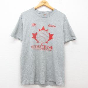 古着 フルーツオブザルーム 半袖 ビンテージ Tシャツ メンズ 00年代 00s バレーボール クルーネック グレー 霜降り Lサイズ 中 中古 古着