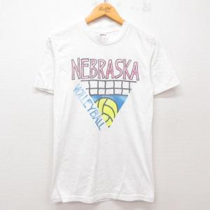 古着 半袖 ビンテージ Tシャツ メンズ 90年代 90s ネブラスカ バレーボール クルーネック USA製 白 ホワイト Sサイズ 中古 中古 古着