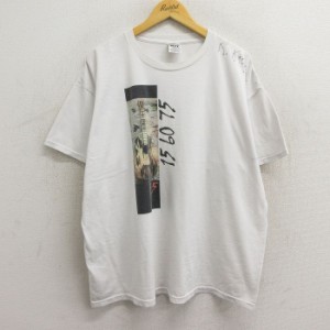 古着 半袖 ビンテージ ロック バンド Tシャツ メンズ 00年代 00s ナンバーズバンド 大きいサイズ クルーネック 白 ホワイト XL 中古 古着