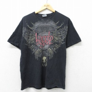 古着 ヘインズ Hanes 半袖 ビンテージ ロック バンド Tシャツ メンズ 00年代 00s ラムオブゴッド コットン クルーネック 黒 ブ 中古 古着