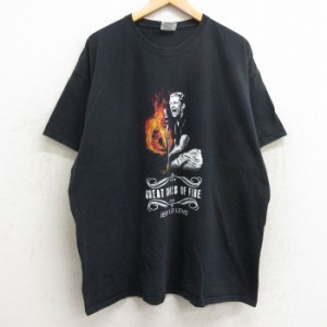 古着 半袖 ビンテージ ロック バンド Tシャツ メンズ 00年代 00s ジェリーリールイス 大きいサイズ コットン クルーネック 黒  中古 古着