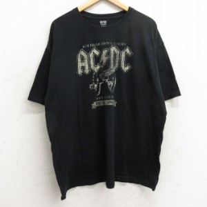 古着 半袖 ビンテージ ロック バンド Tシャツ メンズ 00年代 00s AC/DC 大きいサイズ コットン クルーネック 黒 ブラック XLサ 中古 古着