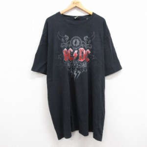 古着 リキッドブルー 半袖 ビンテージ ロック バンド Tシャツ メンズ 00年代 00s AC/DC 大きいサイズ ロング丈 コットン クル 中古 古着