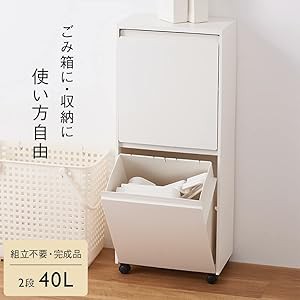 [ケユカ] KEYUCA rectie分別ボックス 深2段 ゴミ箱 (40L ふた付き) ダスト (中古品)