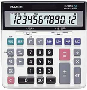 カシオ スタンダード電卓 税計算・加算器方式 デスクタイプ 12桁 DS-120TW(中古品)