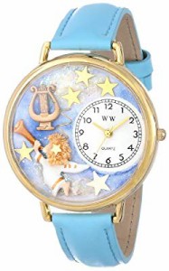 天使とハープ　水色レザーバンド　ゴールドフレーム 腕時計#G0710004(中古品)