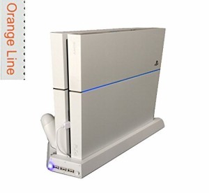 PS4 多機能縦置きスタンド コントローラー2台充電 USBハブ3ポート 【騒音フ(中古品)