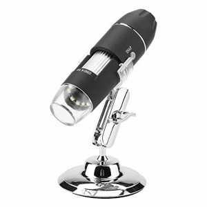 顕微鏡 マイクロスコープ 虫眼鏡 LEDルーペ 8個LEDライト搭載 480P画素 テ (中古品)