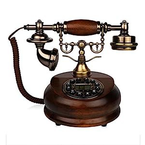 レトロ回転ビンテージホーム固定電話、アンティークの純木の電話。ハンズフ(未使用の新古品)