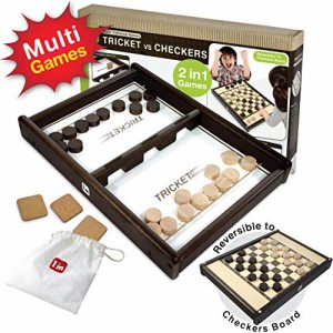 I'm Tricket VS チェッカー 木製マルチテーブルトップ屋内ポータブルボード(中古品)