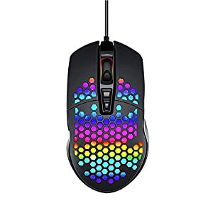 3C ライト USB 有線マウス 超軽量 RGB ゲーム用マウス ポータブル ハニカム(未使用の新古品)