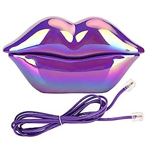 CHENJIEUS 唇 固定電話 紫の唇 電気めっき 卓上固定電話機 かわいい唇の形 (未使用の新古品)