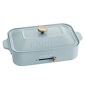 BRUNO コンパクトホットプレート [ サックスブルー / 本体＆2種プレート] B(中古品)