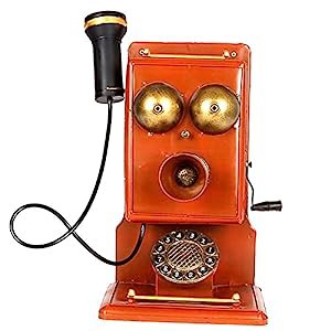 ビンテージレトロプッシュボタン固定電話、昔ながらの有線ヴィンテージ固定(中古品)
