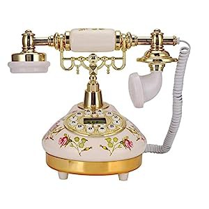 ヨーロッパのレトロな電話ヴィンテージ電話ローズセラミック電話発信者IDデ(未使用の新古品)