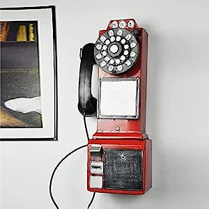 アンティーク電話の装飾、ビンテージ回転クラシックルックダイヤル公衆電話(中古品)