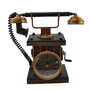 レトロヴィンテージ電話時計 - クリエイティブな樹脂デスク手工芸品、テー (中古品)