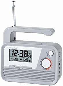 ADESSO(アデッソ) ダイナモラジオ 電波時計 グレー C-6020(未使用の新古品)