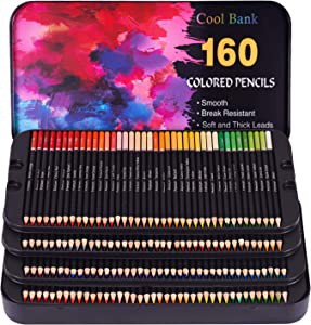 160色プロ用色鉛筆、塗り絵用アーティストセット、金属製ボックスでのスケ (未使用の新古品)