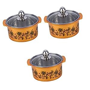 Amosfun 3本入り ふた付き スチール ガス 調理器具 ノンスティック めん 卵(中古品)