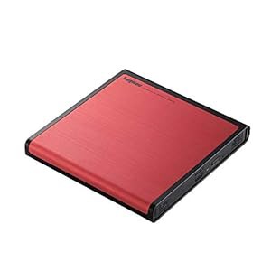 ロジテック(エレコム) DVDドライブ/USB2.0/レッド LDR-PMJ8U2LRD(未使用の新古品)