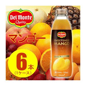 〔まとめ買い〕デルモンテ マンゴー 20% 瓶 750ml×6本（1ケース）〔代引不可〕