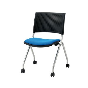 ジョインテックス 会議椅子(スタッキングチェア/ミーティングチェア) 肘なし キャスター付き FJC-K5 ブルー 〔完成品〕〔代引不可〕
