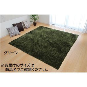 シャギー調 ラグマット/絨毯 〔長方形 大 グリーン 約200×300cm〕 洗える 防滑 軽量 ホットカーペット可 無地ラグ 〔リビング〕〔代引不