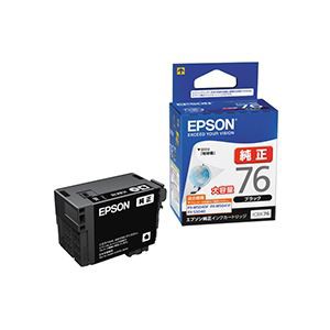 （まとめ） エプソン EPSON インクカートリッジ ブラック 大容量 ICBK76 1個 〔×3セット〕〔代引不可〕