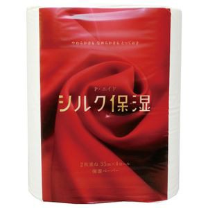 （まとめ） 河野製紙 P・エイドシルク保湿トイレットロール ダブル 芯あり 35m 1パック（4ロール） 〔×15セット〕〔代引不可〕