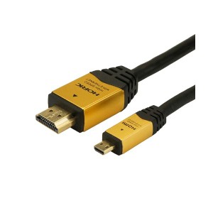 （まとめ）HORIC HDMI MICROケーブル 2m ゴールド HDM20-017MCG〔×5セット〕〔代引不可〕