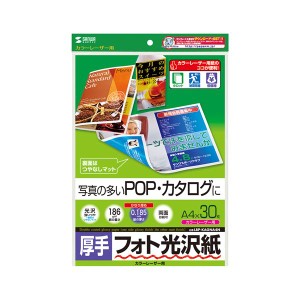 (まとめ)サンワサプライ カラーレーザー用フォト光沢紙・厚手 LBP-KAGNA4N〔×5セット〕〔代引不可〕