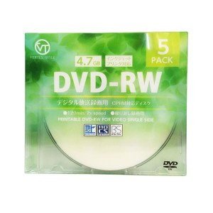 (まとめ)VERTEX DVD-RW(Video with CPRM) 繰り返し録画用 120分 1-2倍速 5P インクジェットプリンタ対応(ホワイト) DRW-120DVX.5CA〔×10