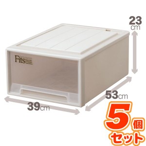 (5個セット) クローゼット収納/衣装ケース 〔幅39cm×高さ23cm〕 レギュラーサイズ 『Fits フィッツケース』 日本製〔代引不可〕