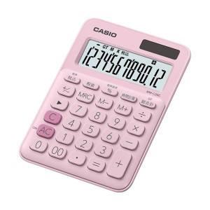 （まとめ）カシオ カラフル電卓 ミニジャストタイプ12桁 ペールピンク MW-C20C-PK-N 1台〔×5セット〕〔代引不可〕