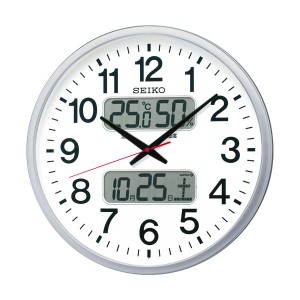 セイコークロック 電波掛時計オフィスタイプ カレンダー・温度湿度表示付 KX237S 1台〔代引不可〕