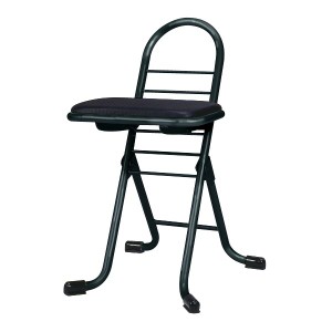 シンプル 折りたたみ椅子 〔ブラック×ブラック〕 幅420mm 日本製 スチールパイプ〔代引不可〕