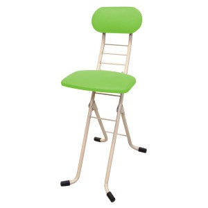 折りたたみ椅子 〔グリーン×ミルキーホワイト〕 幅35cm 日本製 スチールパイプ〔代引不可〕